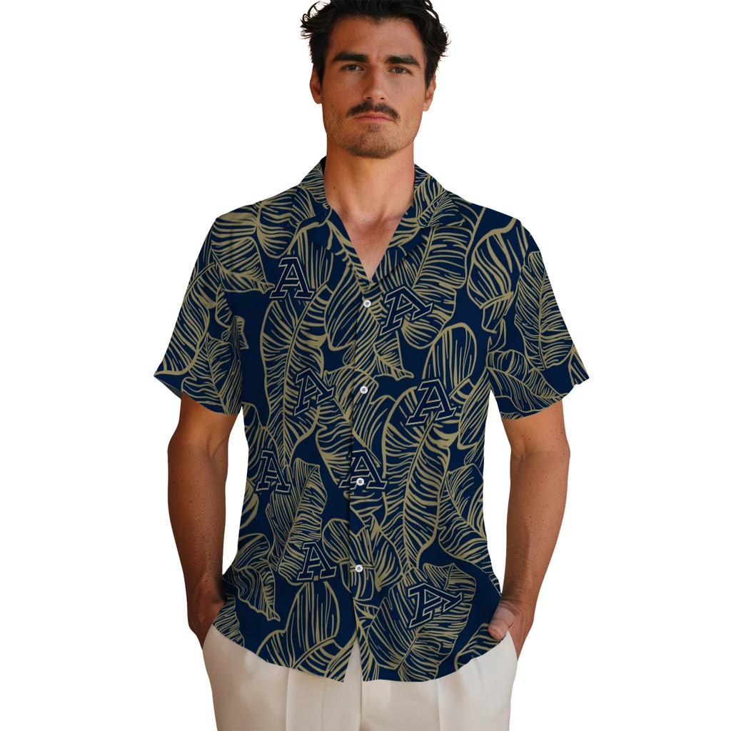 Akron Zips Hawaiian Shirt - Leaf Outline akron zips leaf outline blue hawaiian shirts fashion forward