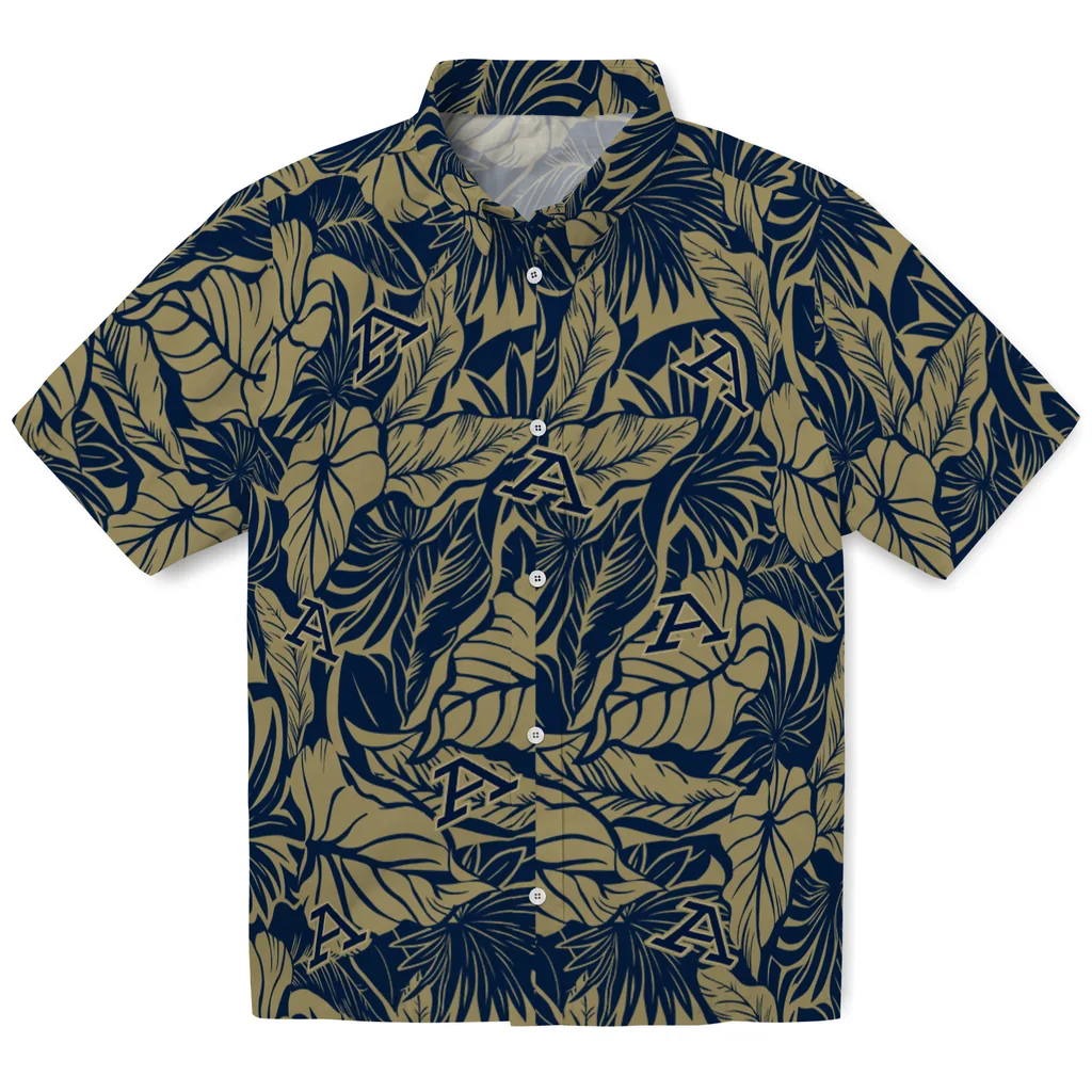 Akron Zips Hawaiian Shirt - Monstera Layer akron zips monstera layer blue hawaiian shirts best selling