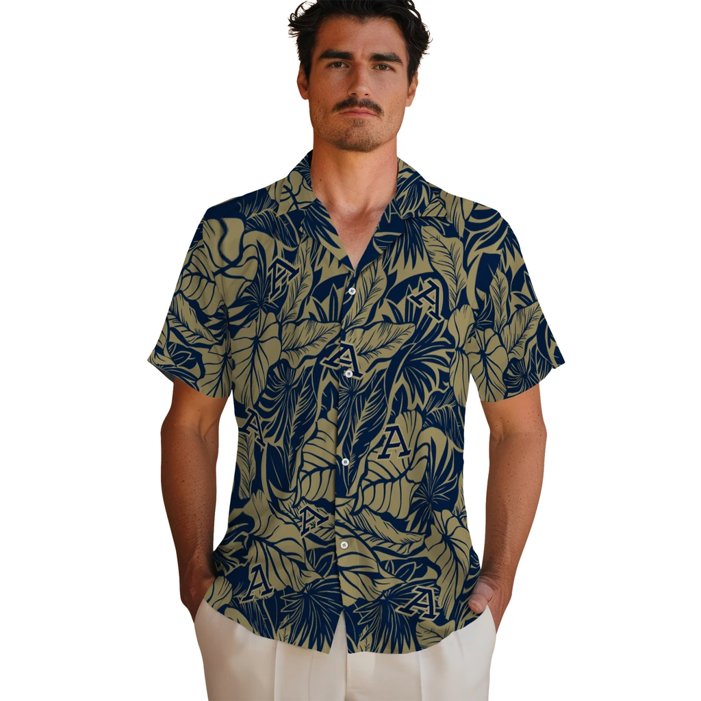 Akron Zips Hawaiian Shirt - Monstera Layer akron zips monstera layer blue hawaiian shirts fashion forward