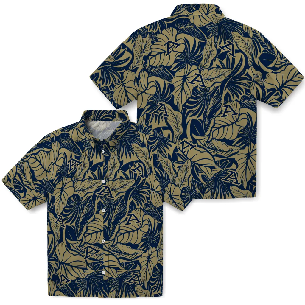 Akron Zips Hawaiian Shirt - Monstera Layer akron zips monstera layer blue hawaiian shirts high quality