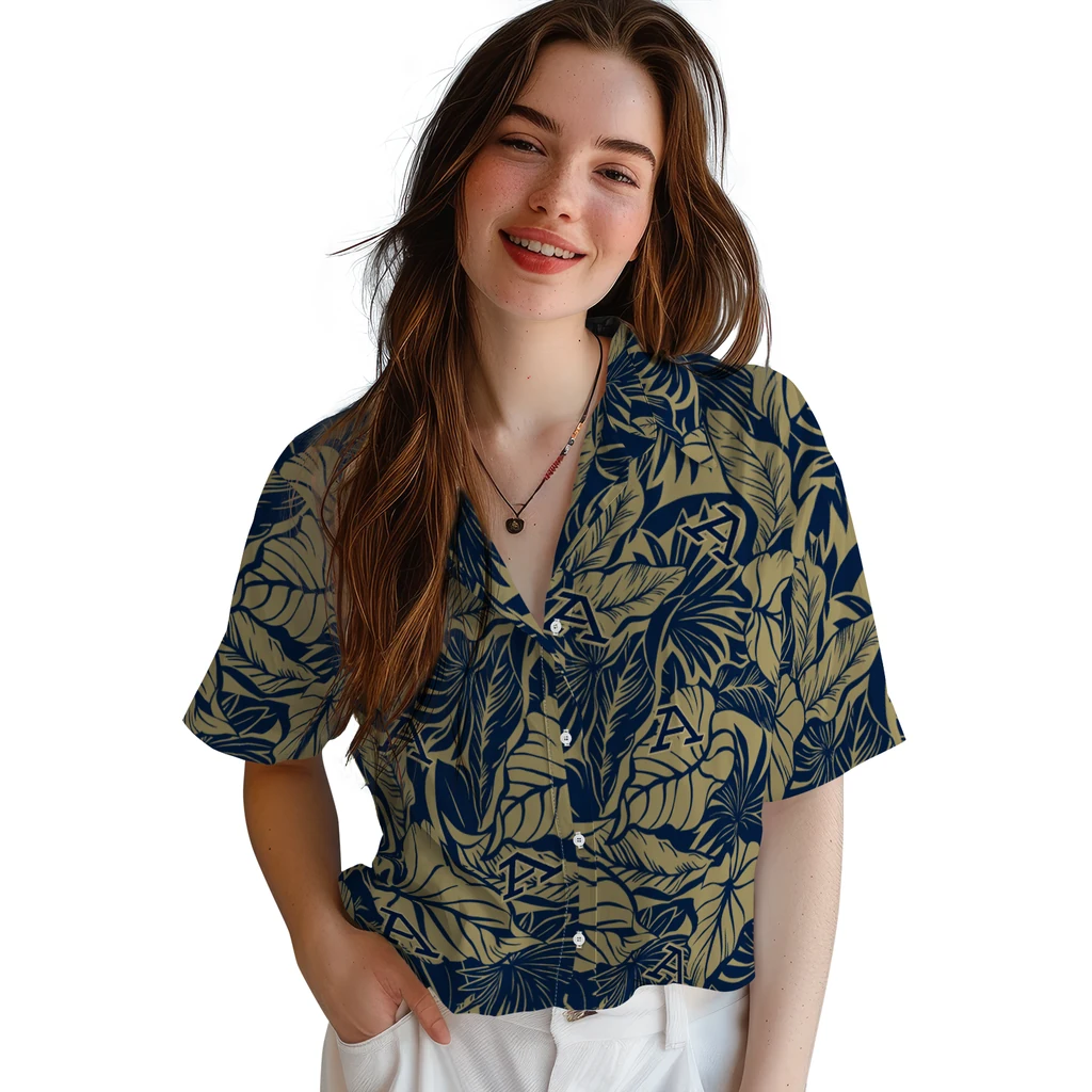 Akron Zips Hawaiian Shirt - Monstera Layer akron zips monstera layer blue hawaiian shirts latest model