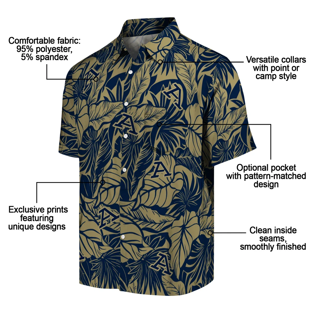 Akron Zips Hawaiian Shirt - Monstera Layer akron zips monstera layer blue hawaiian shirts new arrival