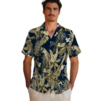 akron zips palm leaves blue hawaiian shirts fashion forward