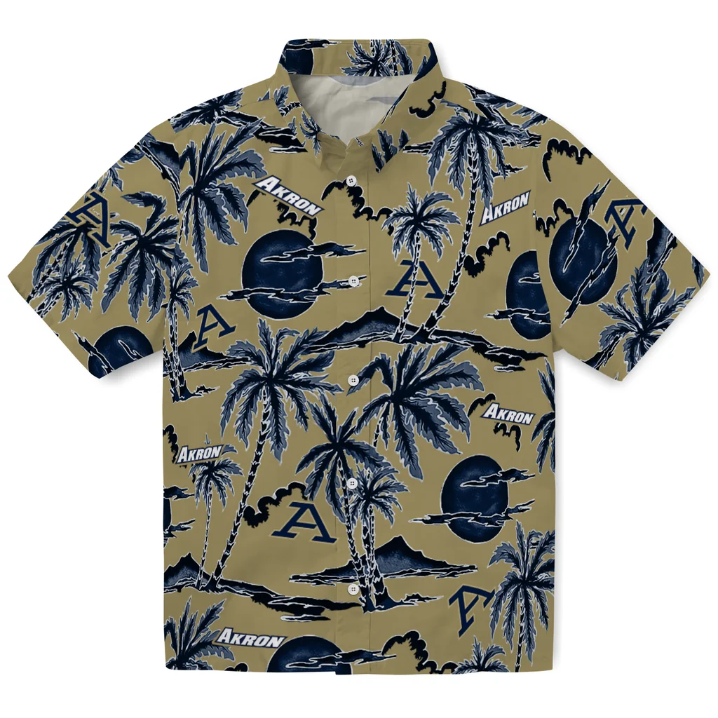 Akron Zips Hawaiian Shirt - Palm Sunset akron zips palm sunset hawaiian shirts best selling