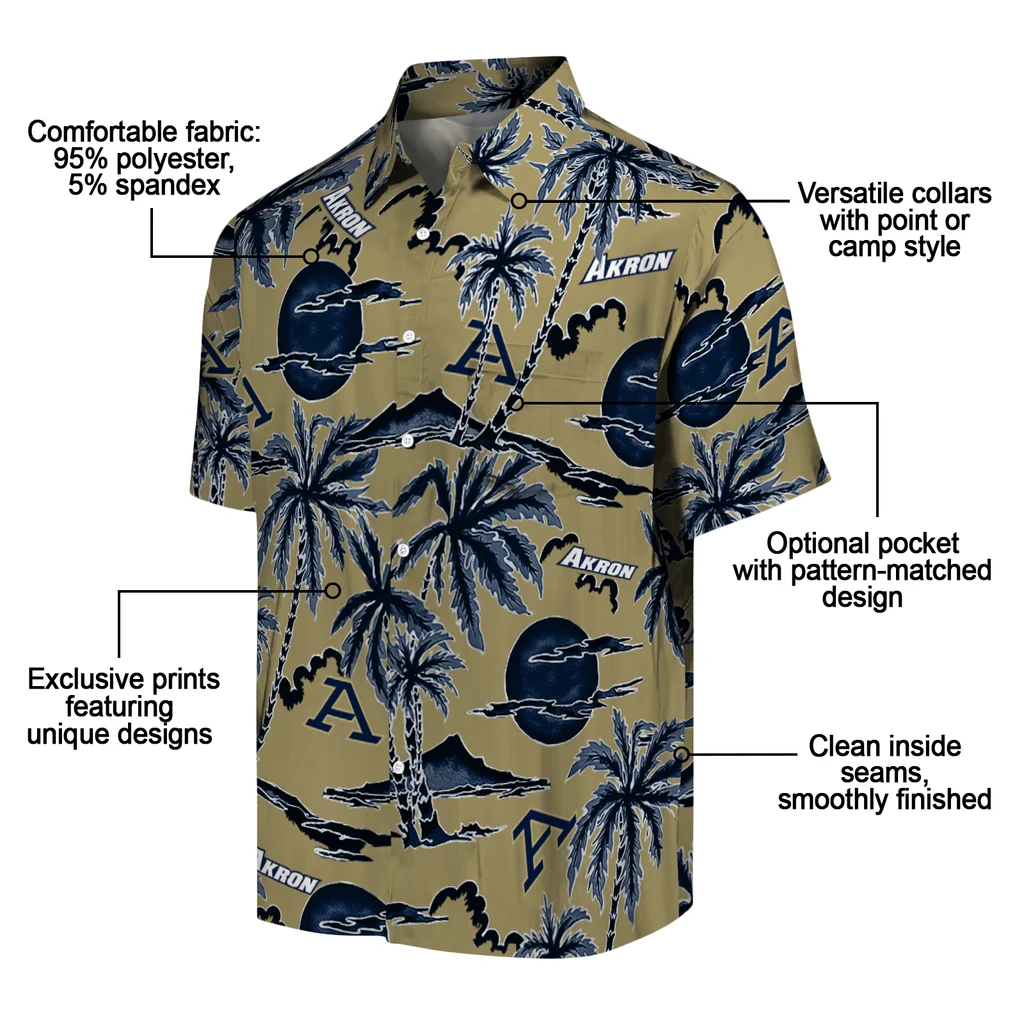 Akron Zips Hawaiian Shirt - Palm Sunset akron zips palm sunset hawaiian shirts new arrival