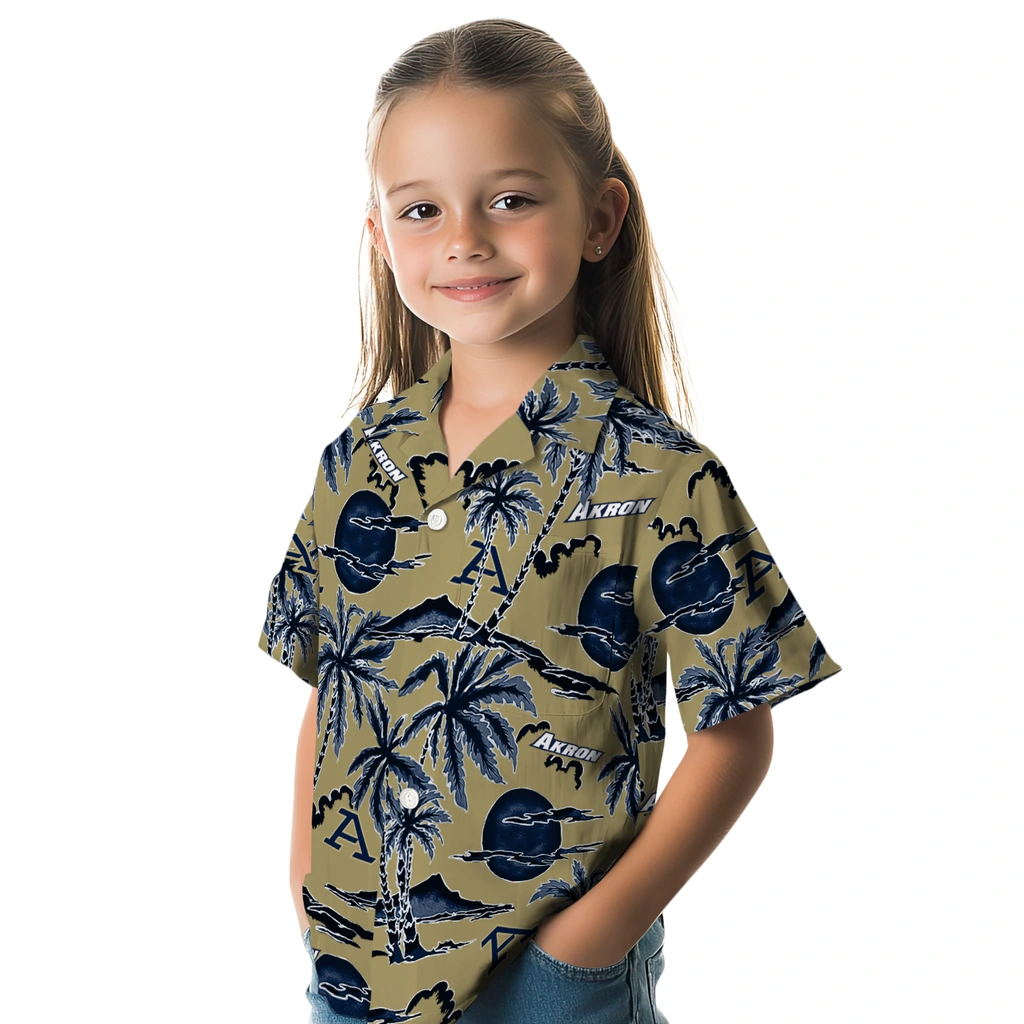 Akron Zips Hawaiian Shirt - Palm Sunset akron zips palm sunset hawaiian shirts premium grade