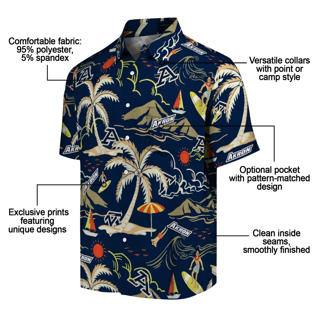 Akron Zips Hawaiian Shirt - Palm Tree Island akron zips palm tree island blue hawaiian shirts new arrival