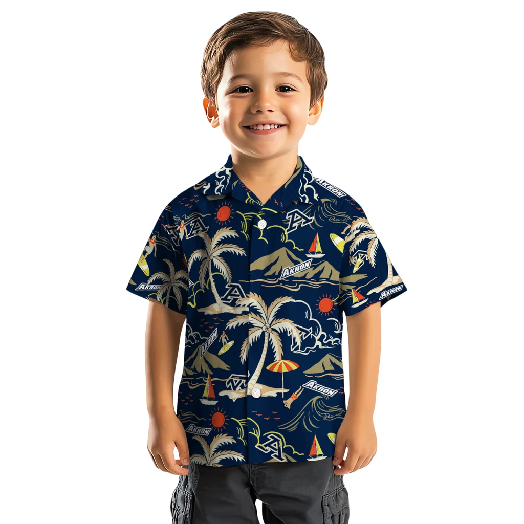 Akron Zips Hawaiian Shirt - Palm Tree Island akron zips palm tree island blue hawaiian shirts top rated