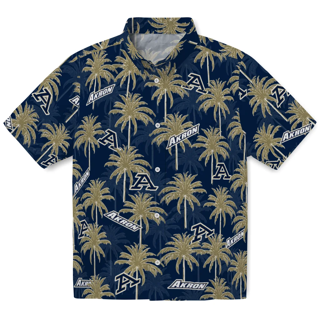 Akron Zips Hawaiian Shirt - Palm Tree Motif akron zips palm grove blue hawaiian shirts best selling