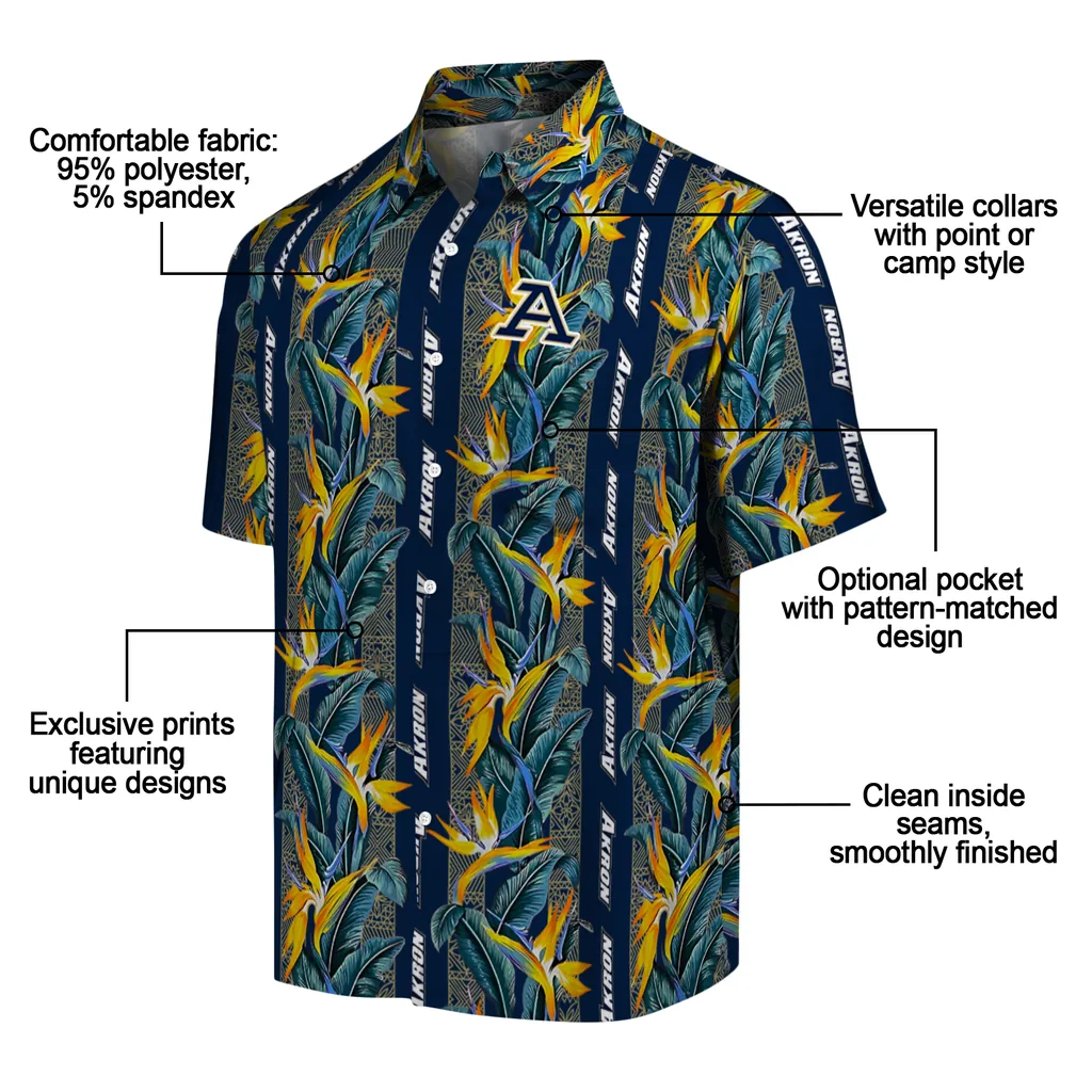 Akron Zips Hawaiian Shirt - Paradise Vines akron zips paradise vines blue hawaiian shirts new arrival