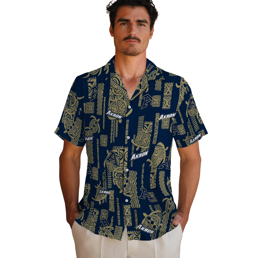 Akron Zips Hawaiian Shirt - Turtle Lines akron zips turtle lines blue hawaiian shirts fashion forward