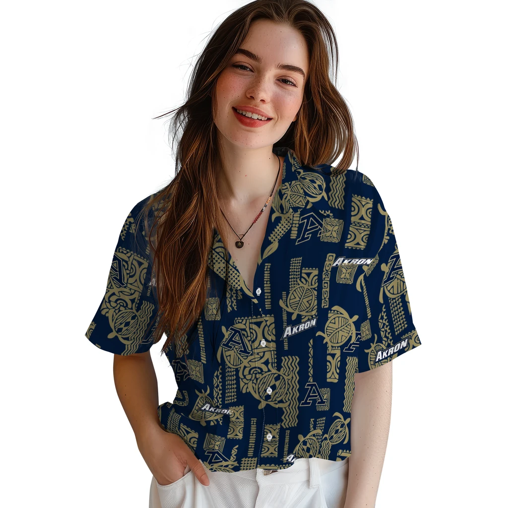 Akron Zips Hawaiian Shirt - Turtle Lines akron zips turtle lines blue hawaiian shirts latest model