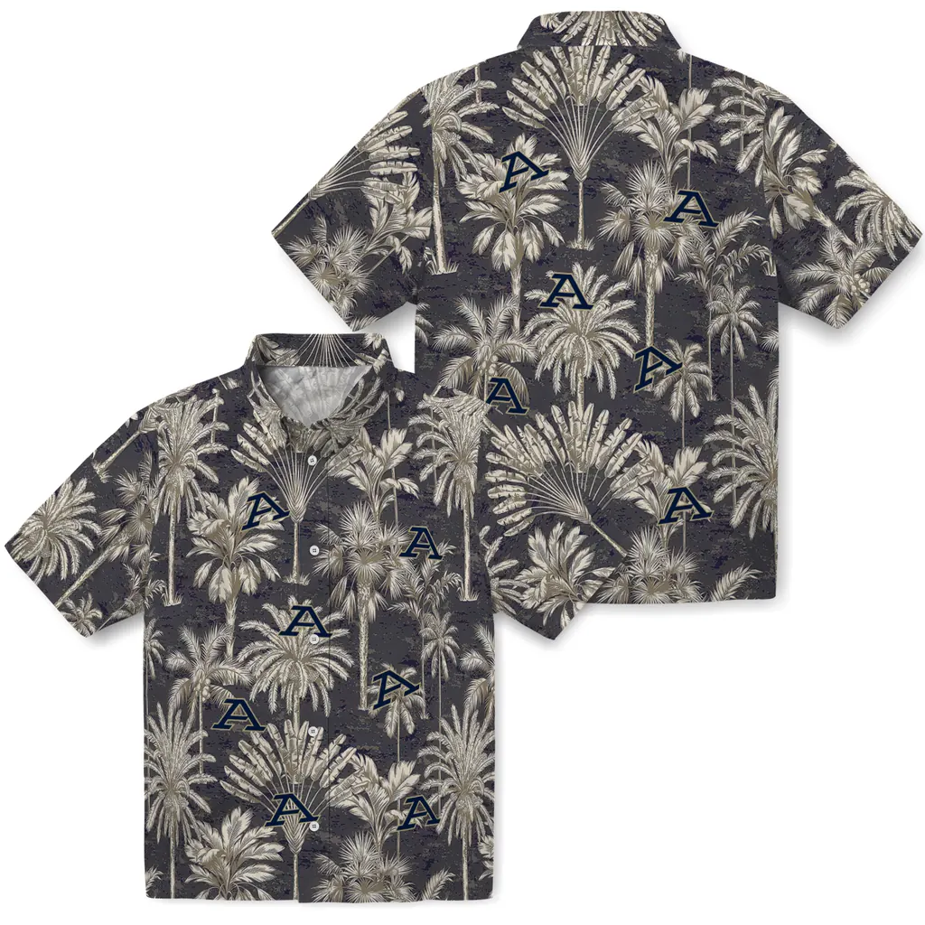 Akron Zips Hawaiian Shirt - Vintage Palm Tree akron zips palm shadows blue hawaiian shirts high quality