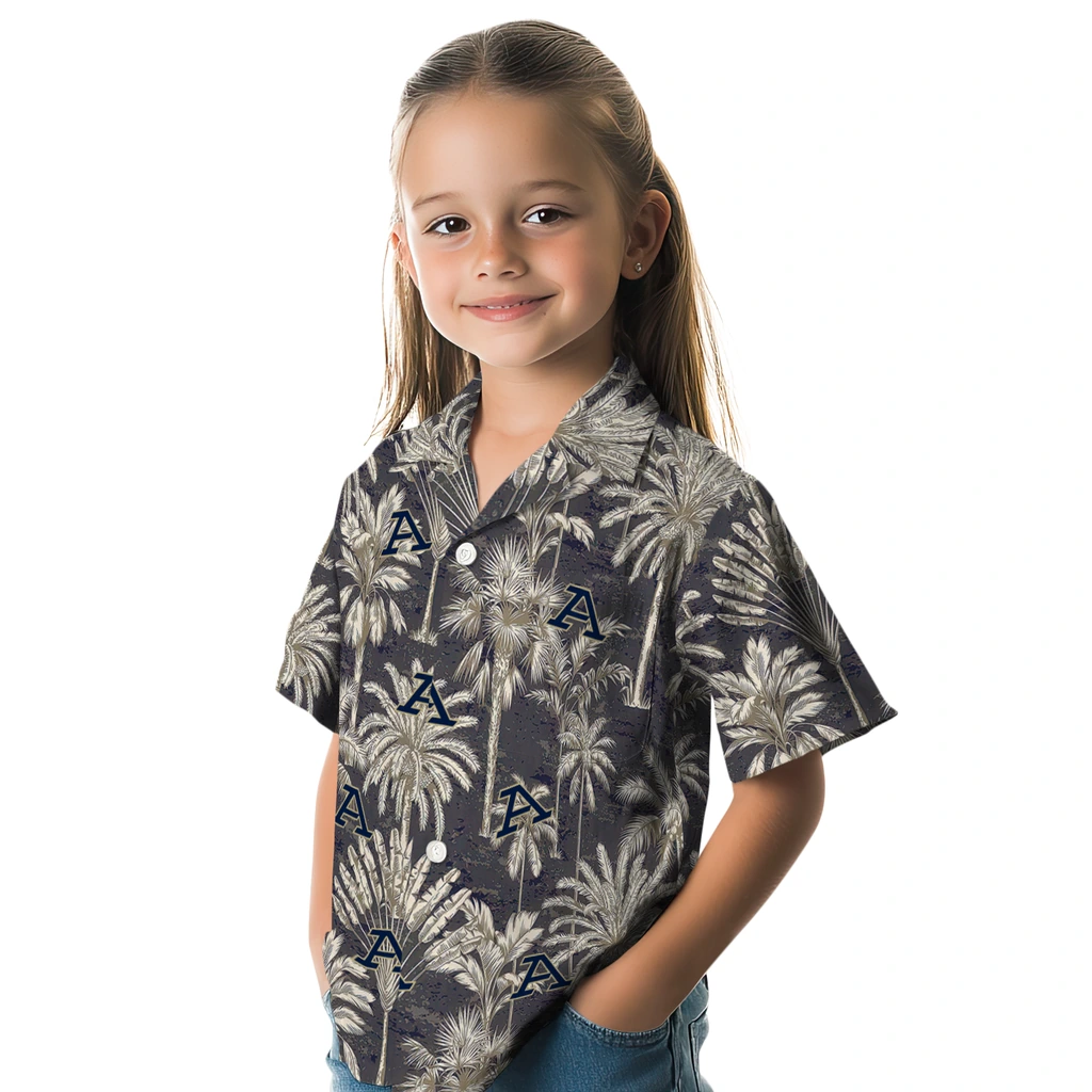 Akron Zips Hawaiian Shirt - Vintage Palm Tree akron zips palm shadows blue hawaiian shirts premium grade