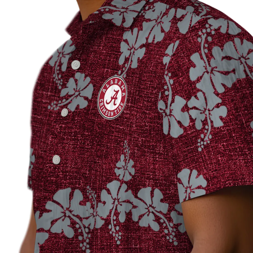 Alabama Crimson Tide Hawaiian Shirt - 50th State Flower alabama crimson tide hibiscus petals crimson hawaiian shirts trendy