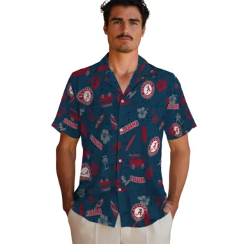 alabama crimson tide beach vibe navy hawaiian shirts fashion forward