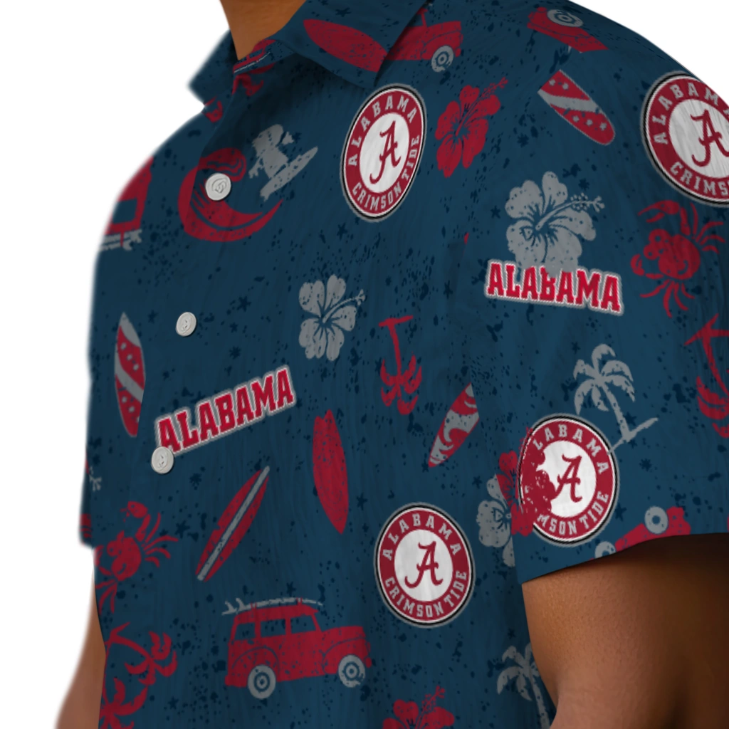 Alabama Crimson Tide Hawaiian Shirt - Beach Vibe alabama crimson tide beach vibe navy hawaiian shirts trendy
