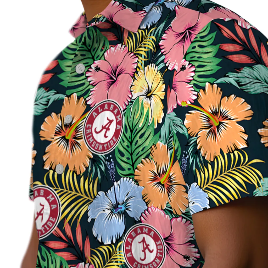 Alabama Crimson Tide Hawaiian Shirt - Brilliant Hibiscus Garden alabama crimson tide brilliant hibiscus garden hawaiian shirts trendy