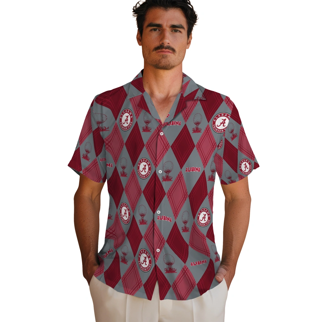 Alabama Crimson Tide Hawaiian Shirt - Golfing Plaid alabama crimson tide balloon plaid crimson hawaiian shirts fashion forward