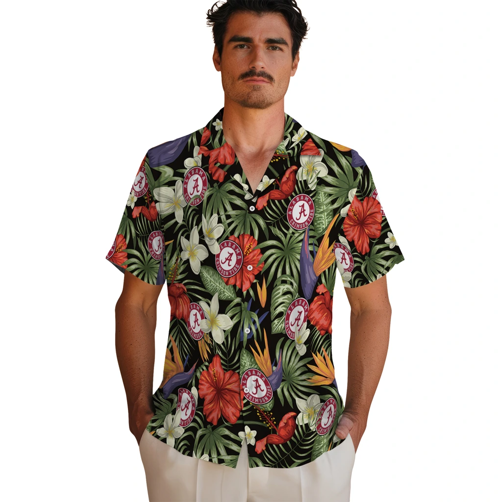 Alabama Crimson Tide Hawaiian Shirt - Hawaii Floral Hibiscus alabama crimson tide hibiscus bird hawaiian shirts fashion forward