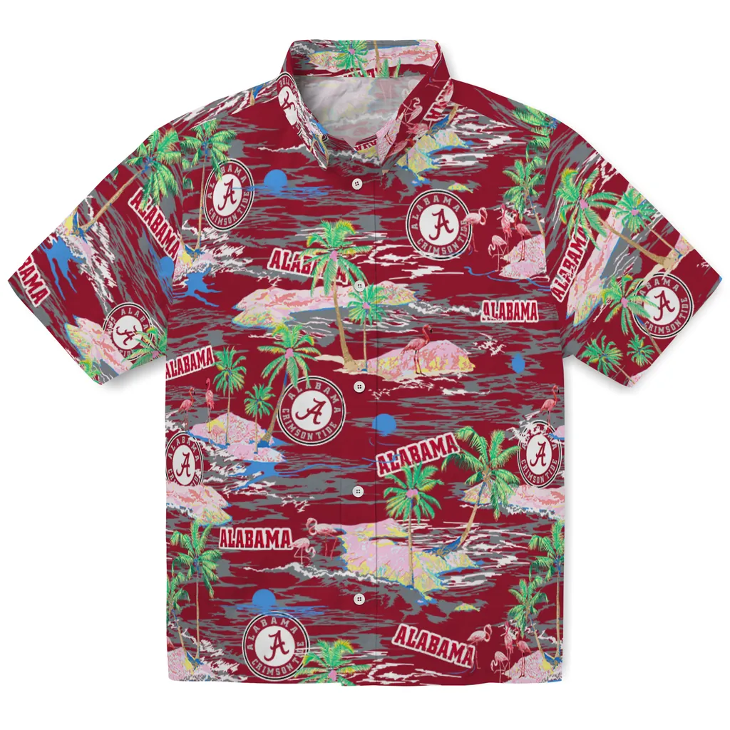 Alabama Crimson Tide Hawaiian Shirt - Hawaii Island alabama crimson tide flamingo retreat crimson hawaiian shirts best selling