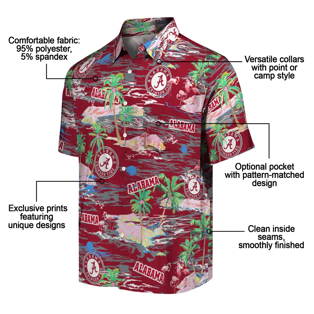 Alabama Crimson Tide Hawaiian Shirt - Hawaii Island alabama crimson tide flamingo retreat crimson hawaiian shirts new arrival
