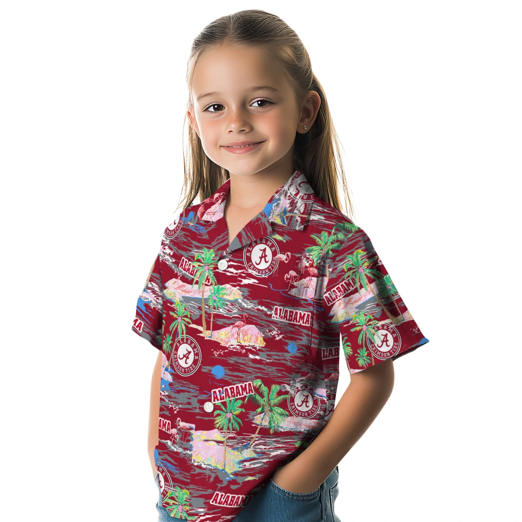 Alabama Crimson Tide Hawaiian Shirt - Hawaii Island alabama crimson tide flamingo retreat crimson hawaiian shirts premium grade