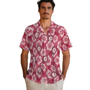 alabama crimson tide hibiscus cluster crimson hawaiian shirts fashion forward