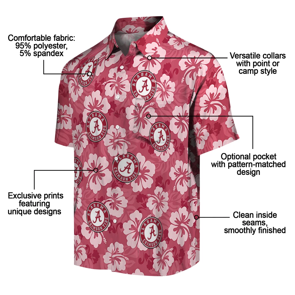 Alabama Crimson Tide Hawaiian Shirt - Hibiscus Cluster alabama crimson tide hibiscus cluster crimson hawaiian shirts new arrival