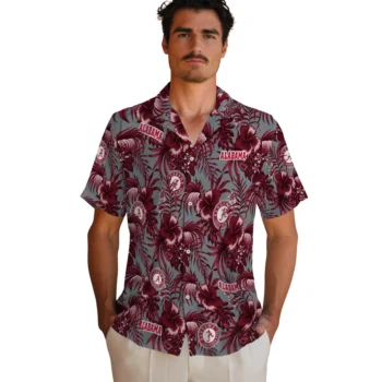 alabama crimson tide hibiscus exotic crimson hawaiian shirts fashion forward
