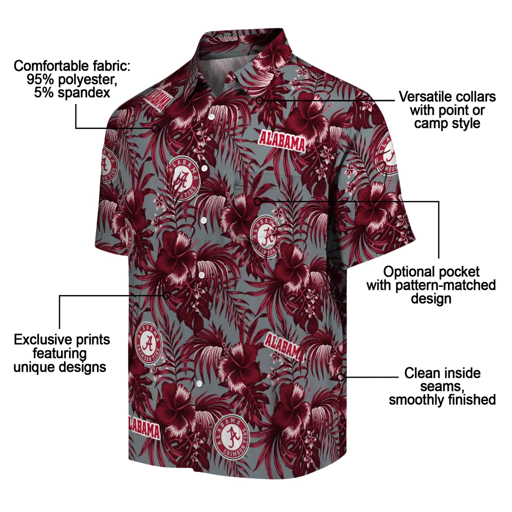 Alabama Crimson Tide Hawaiian Shirt - Hibiscus Exotic alabama crimson tide hibiscus exotic crimson hawaiian shirts new arrival