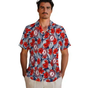 alabama crimson tide hibiscus fiesta red royal blue hawaiian shirts fashion forward