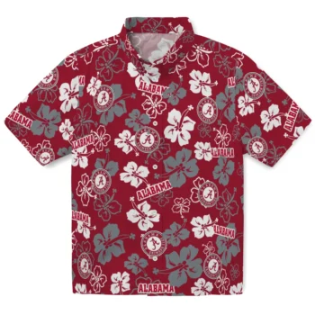 alabama crimson tide hibiscus bloom crimson hawaiian shirts best selling