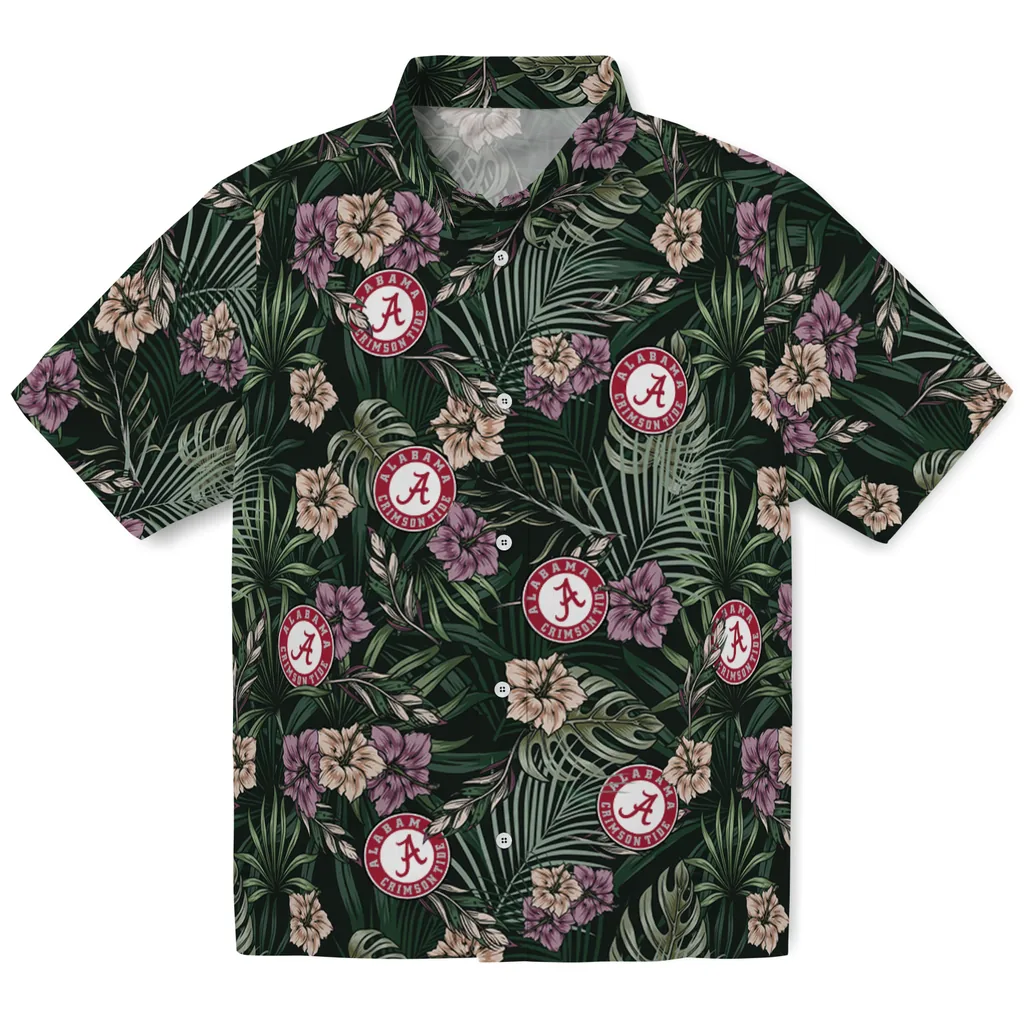 Alabama Crimson Tide Hawaiian Shirt - Hibiscus Leaves Pattern alabama crimson tide hibiscus leaves pattern green hawaiian shirts best selling
