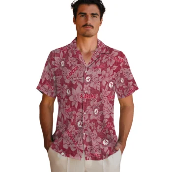 alabama crimson tide hibiscus oasis crimson hawaiian shirts fashion forward