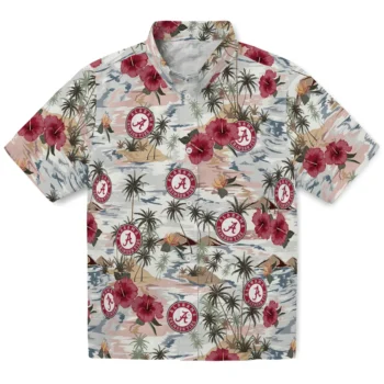 alabama crimson tide hibiscus seaside white hawaiian shirts best selling