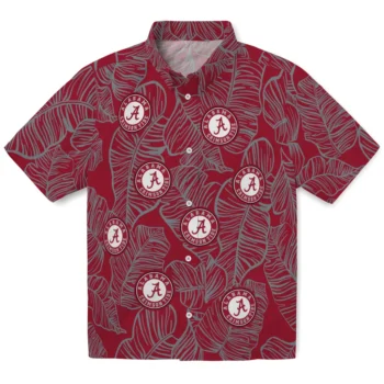 alabama crimson tide leaf outline crimson hawaiian shirts best selling