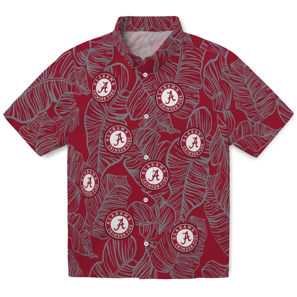 Alabama Crimson Tide Hawaiian Shirt - Leaf Outline alabama crimson tide leaf outline crimson hawaiian shirts best selling