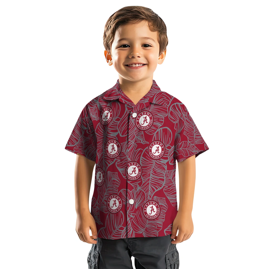 Alabama Crimson Tide Hawaiian Shirt - Leaf Outline alabama crimson tide leaf outline crimson hawaiian shirts top rated