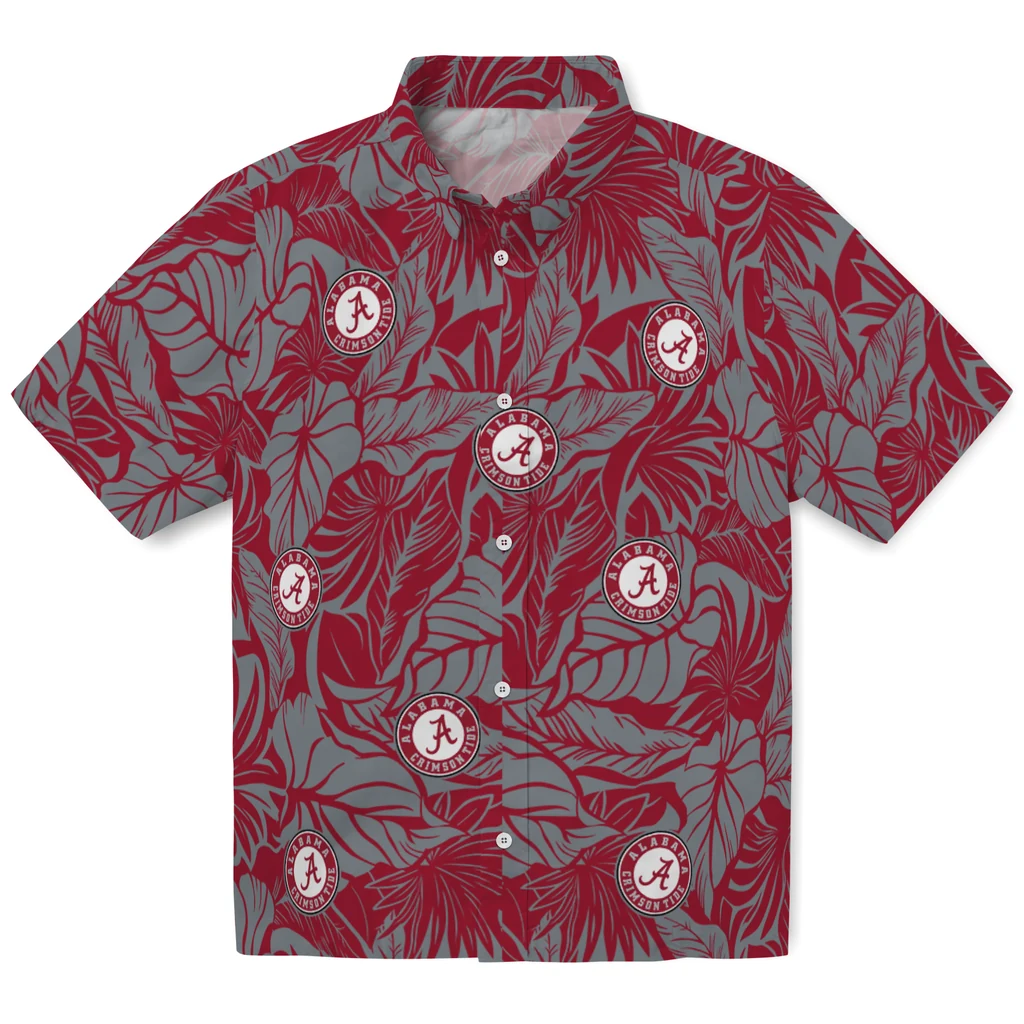 Alabama Crimson Tide Hawaiian Shirt - Monstera Layer alabama crimson tide monstera layer crimson hawaiian shirts best selling