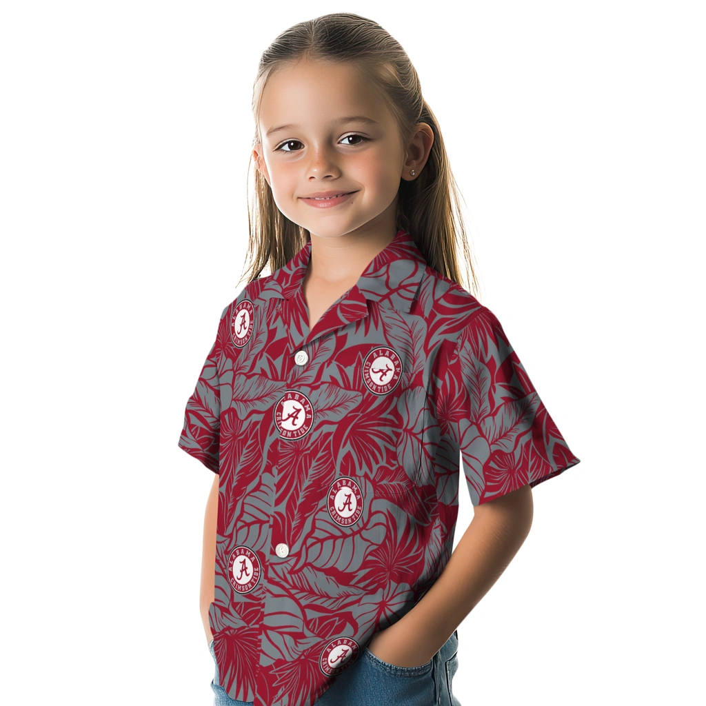 Alabama Crimson Tide Hawaiian Shirt - Monstera Layer alabama crimson tide monstera layer crimson hawaiian shirts premium grade