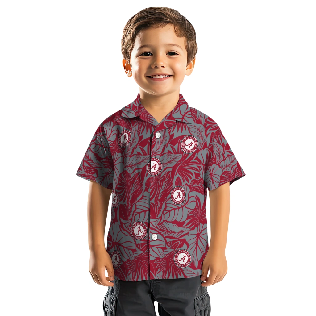 Alabama Crimson Tide Hawaiian Shirt - Monstera Layer alabama crimson tide monstera layer crimson hawaiian shirts top rated