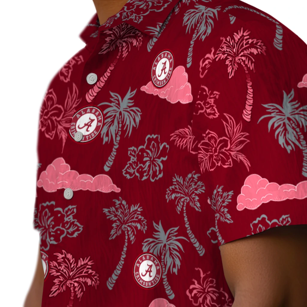 Alabama Crimson Tide Hawaiian Shirt - Palm And Clouds alabama crimson tide palm and clouds crimson hawaiian shirts trendy