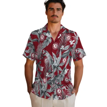 alabama crimson tide palm leaves crimson hawaiian shirts fashion forward