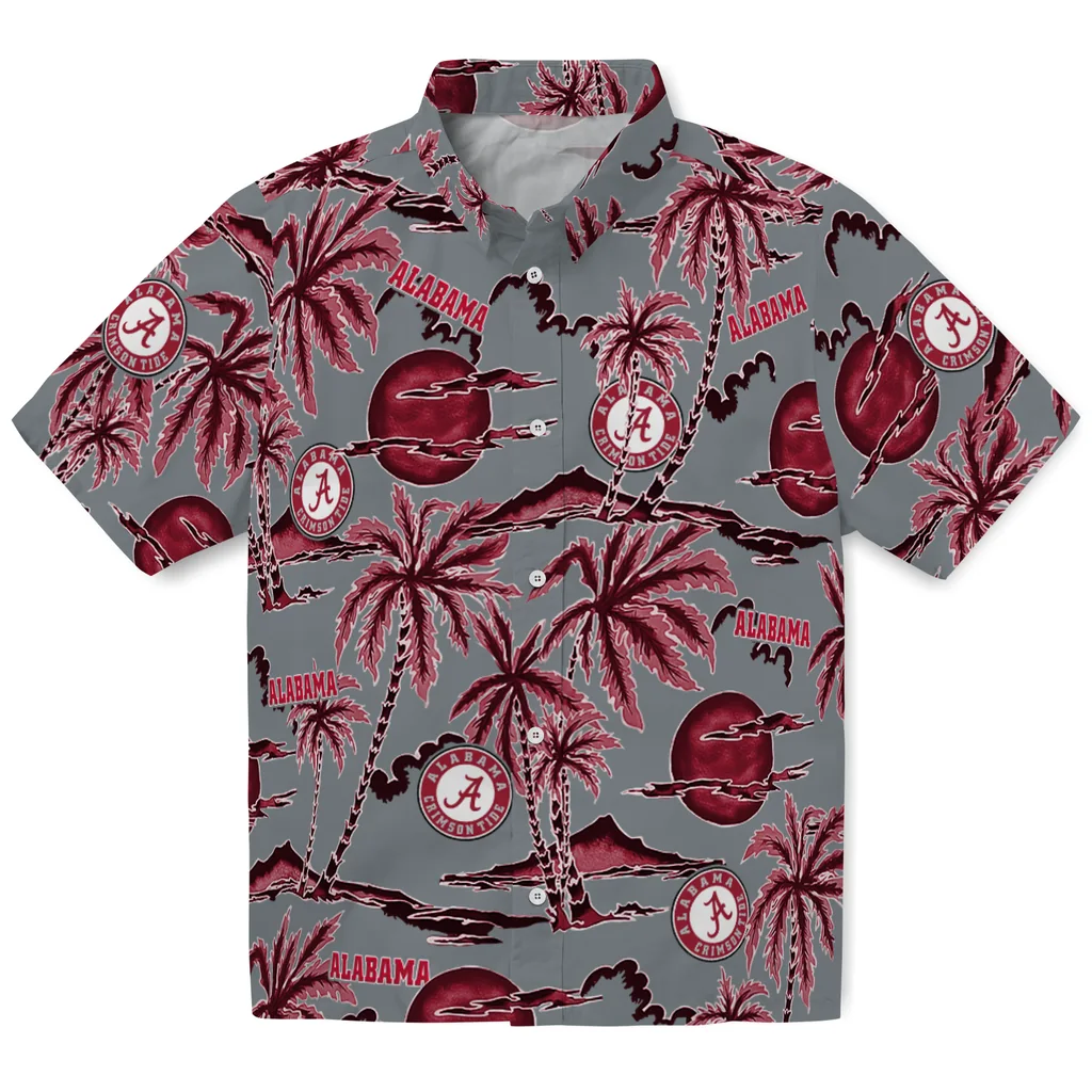 Alabama Crimson Tide Hawaiian Shirt - Palm Sunset alabama crimson tide palm sunset hawaiian shirts best selling