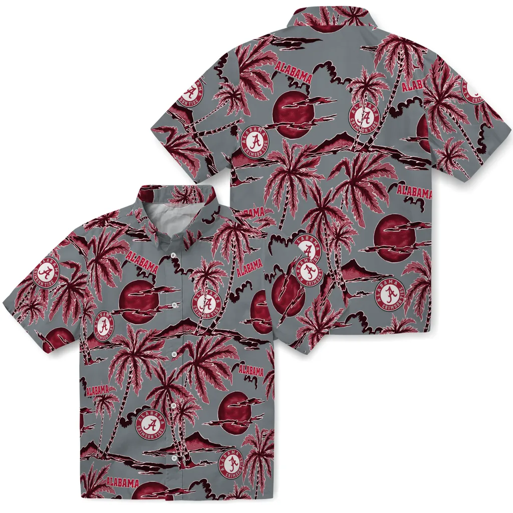 Alabama Crimson Tide Hawaiian Shirt - Palm Sunset alabama crimson tide palm sunset hawaiian shirts high quality