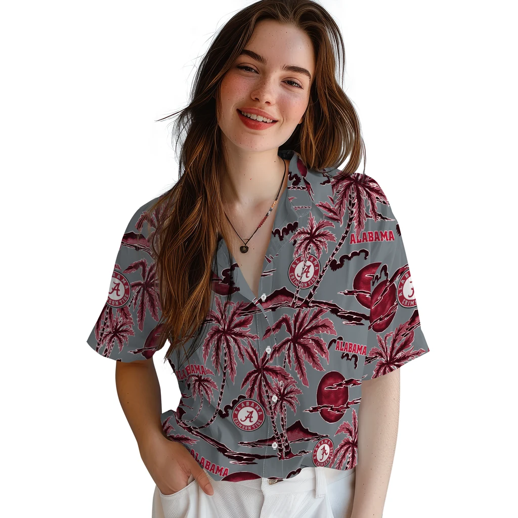 Alabama Crimson Tide Hawaiian Shirt - Palm Sunset alabama crimson tide palm sunset hawaiian shirts latest model