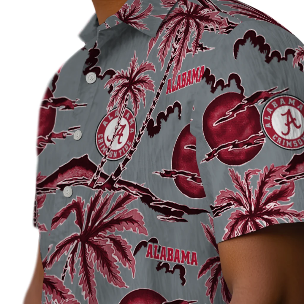 Alabama Crimson Tide Hawaiian Shirt - Palm Sunset alabama crimson tide palm sunset hawaiian shirts trendy