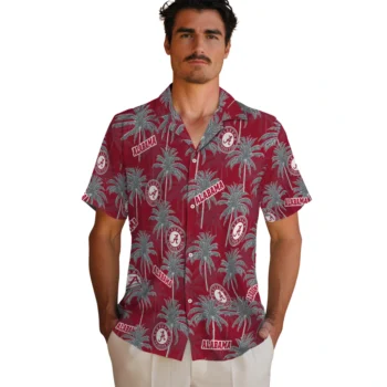 alabama crimson tide palm grove crimson hawaiian shirts fashion forward