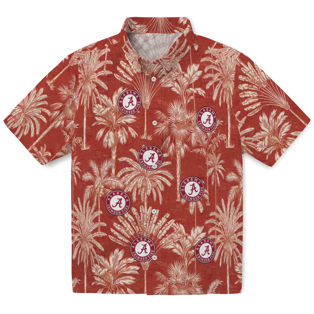 Alabama Crimson Tide Hawaiian Shirt - Vintage Palm Tree alabama crimson tide palm shadows crimson hawaiian shirts best selling